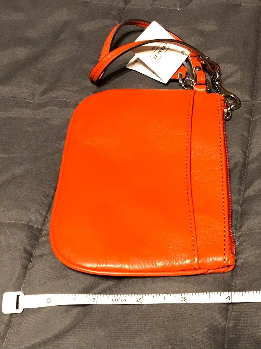 Coach Bright Orange Leather Wristlet - Small